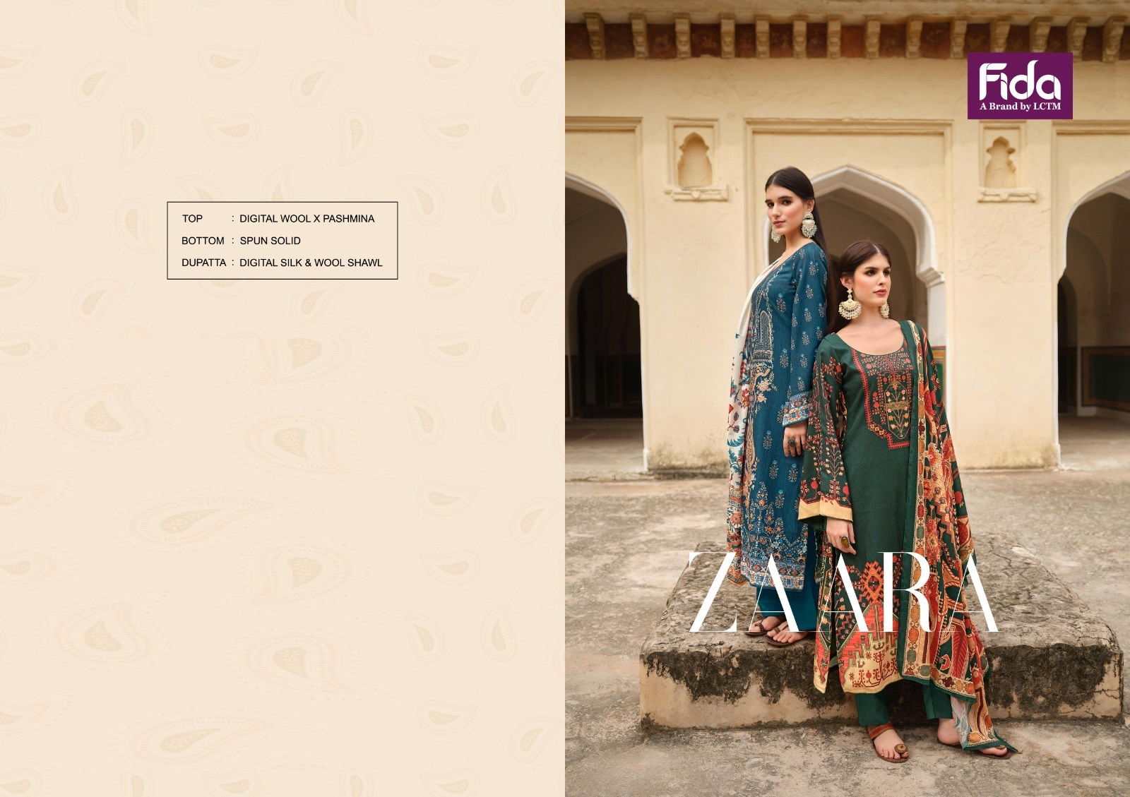 Zaara By Fida Printed Pashmina Dress Material Catalog